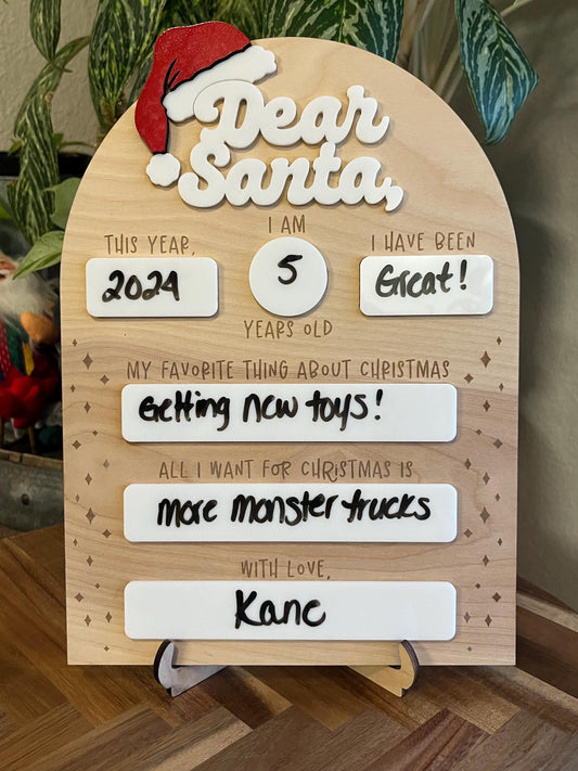 Dear Santa Sign/ Dear Santa Whiteboard Sign/ Dear Santa Dry Erase Board Sign/ Kids Christmas Sign