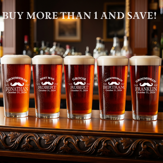 Personalized Pint Glass | Custom Laser Engraved Beer Glass | Monogrammed Gift for Him | Groomsmen Proposal | Promotional Business Logo Glass