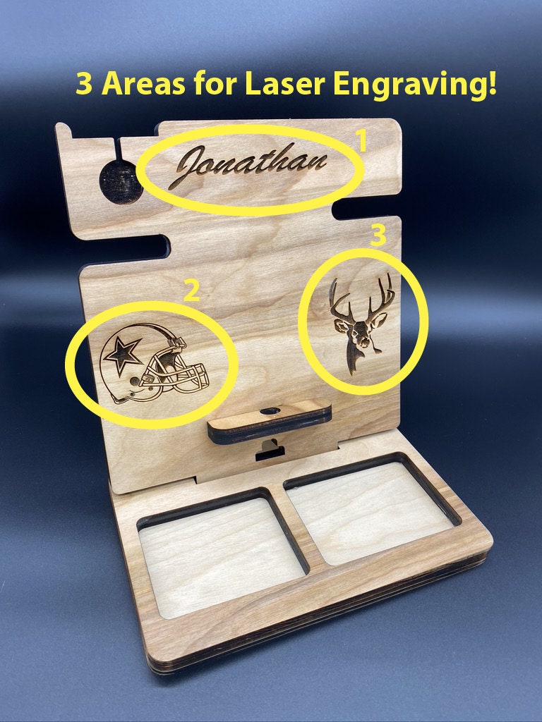 Docking Station Men gift, Tech gifts, Wood Valet, Phone organizer, for men gift, Desk Organizer