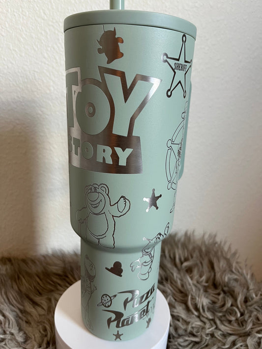 40oz Toy inspired Tumbler with Handle & Straw, Gift For Him, Gift For Her, Personalized Gifts, Bridesmaid Tumbler,40oz Tumbler
