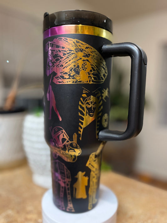 40oz Space Inspired Tumbler with Handle & Straw, Gift For Him, Gift For Her, Personalized Gifts, Bridesmaid Tumbler,40oz tumbler cup