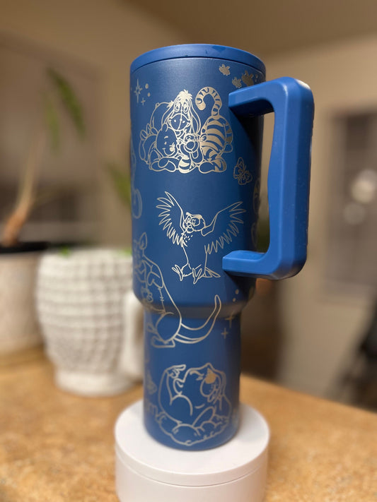 40oz Bear and Friends Tumbler with Handle & Straw, Gift For Him, Gift For Her, Personalized Gifts, Bridesmaid Tumbler, 40oz tumbler cup