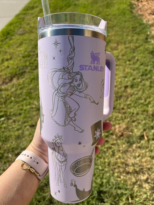 40oz Tangled inspired Tumbler with Handle & Straw, Gift For Him, Gift For Her, Personalized Gifts, Bridesmaid Tumbler, 40oz tumbler cup