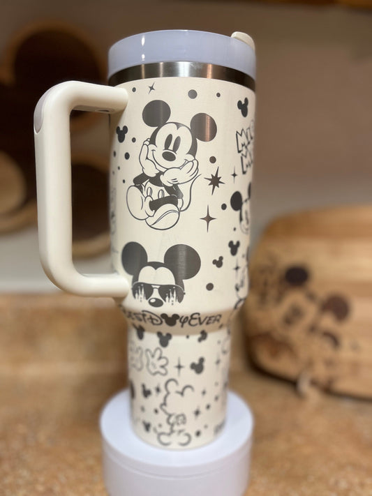 40oz Mouse Engraved Tumbler with Handle & Straw, Gift For Him, Gift For Her, Personalized Gifts, Bridesmaid Tumbler, 40 oz tumbler cup