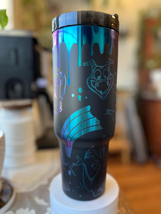 40oz Purple Dragon Tumbler with Handle & Straw, Gift For Him, Gift For Her, Personalized Gifts, Bridesmaid Tumbler,40oz tumbler cup