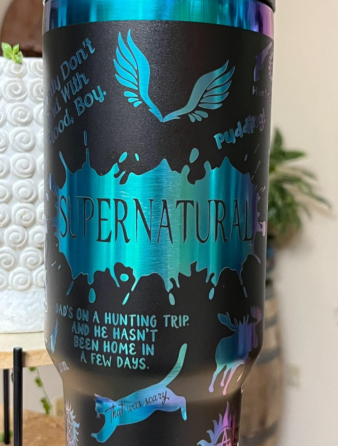 40oz Supernatural Inspired Tumbler with Handle & Straw, Gift For Him, Gift For Her, Personalized Gifts, Bridesmaid Tumbler,40oz tumbler cup