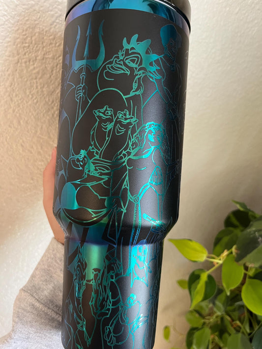 40oz Villain Engraved Tumbler with Handle & Straw, Gift For Her, Personalized Gifts, Bridesmaid Tumbler, 40 oz tumbler cup
