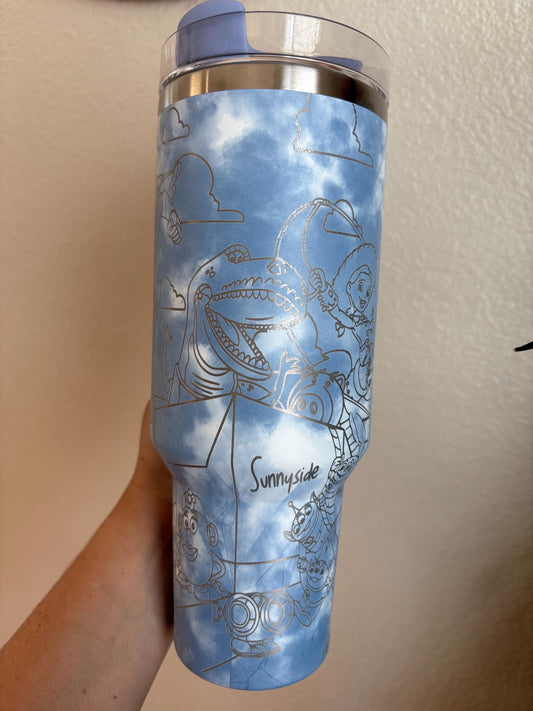 40oz “Toy Friends” Engraved Tumbler, Gifts for him, Gift For Her, Personalized Gifts, Tumbler with handle and straw