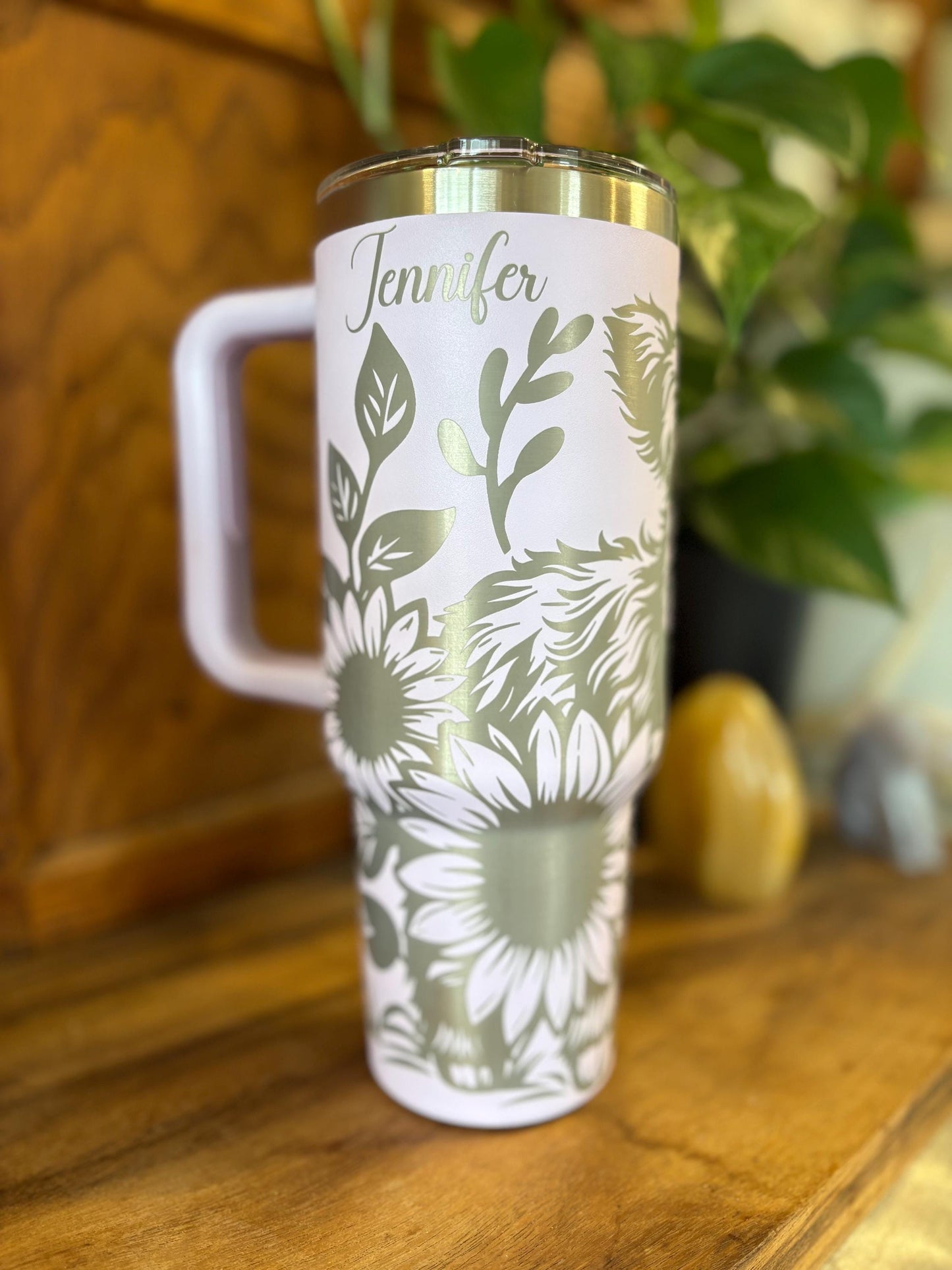 40oz Highland Cow Engraved Tumbler with Handle & Straw, Sunflowers, Gift For Her, Personalized Gifts, Bridesmaid Tumbler, 40 oz tumbler cup