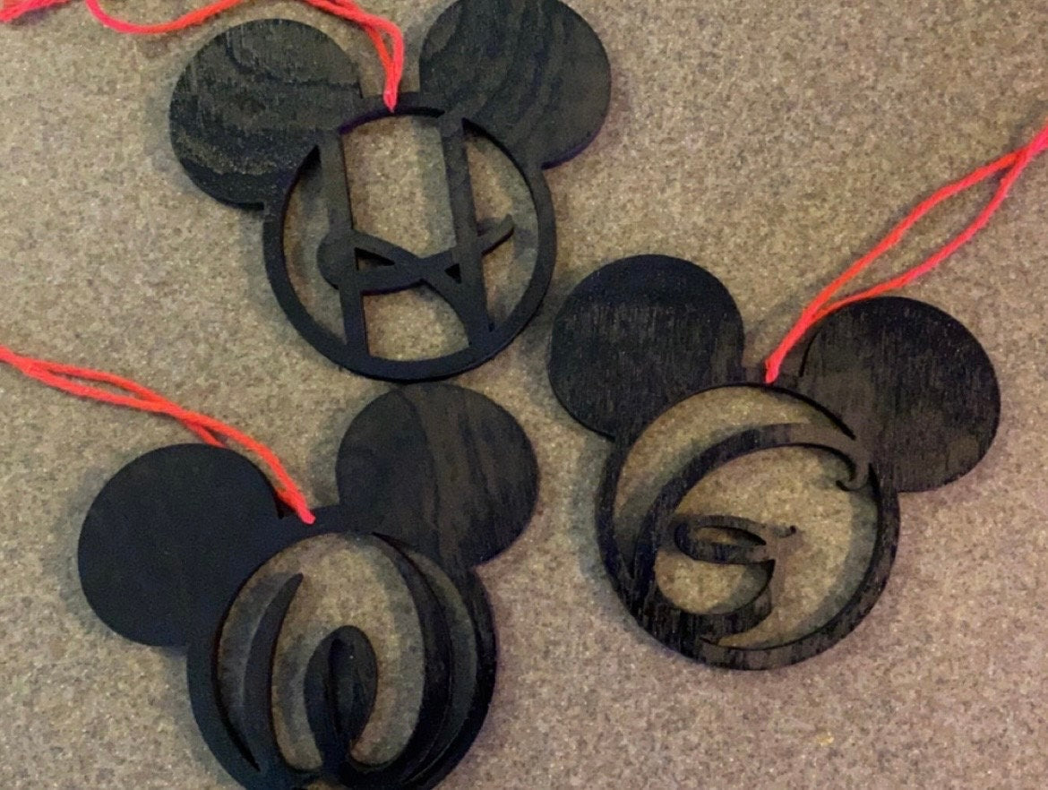 Mouse Head Letter ornaments/ Christmas ornaments/ ornaments/ wooden ornaments/ wooden gifts/ laser cut ornaments/ engraved ornaments