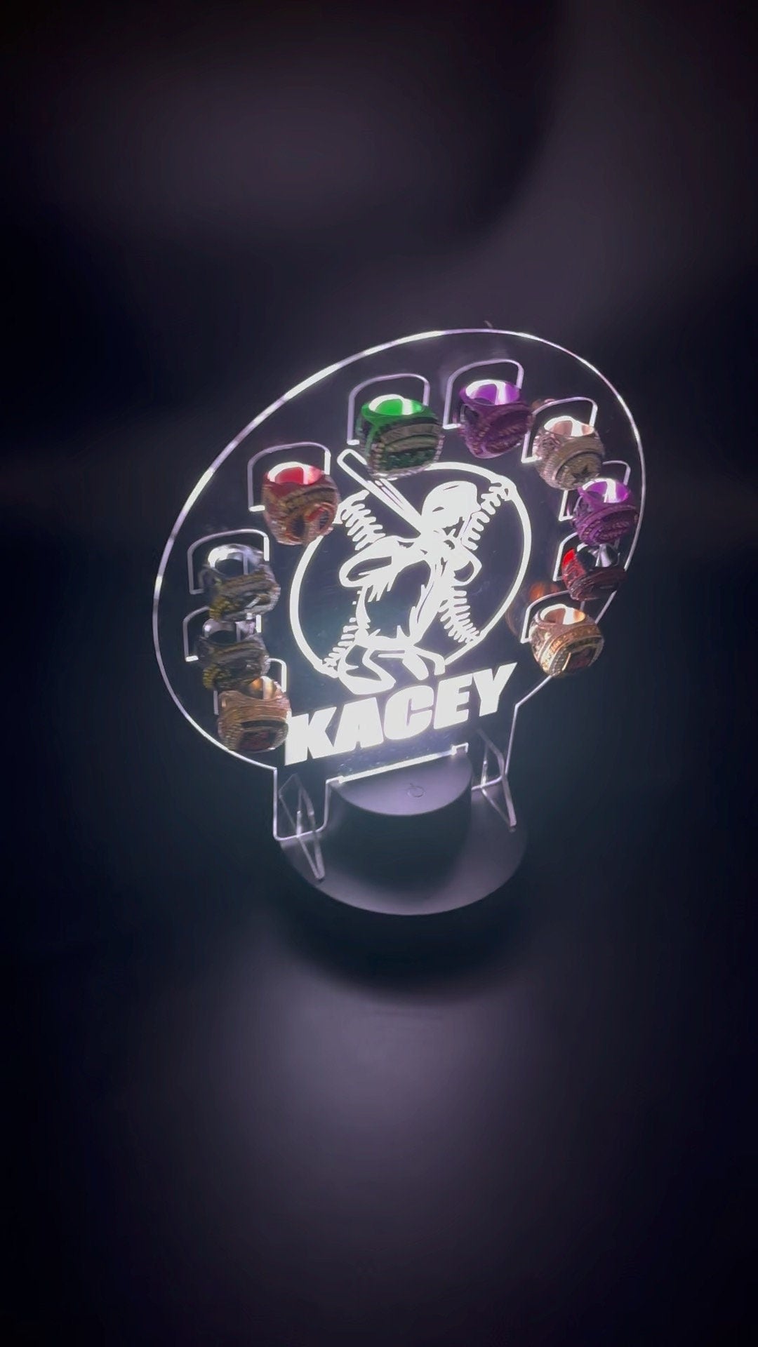 Custom Championship Ring Holder Light-Up Display
