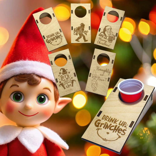 Quarters Drinking Game Board – Fun Christmas Party Game for Adults, Elf Bar Game, Holiday Party Drinking Game Kit