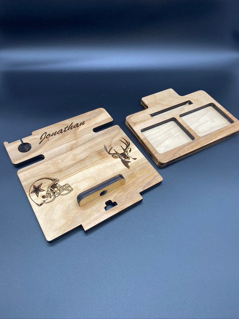 Docking Station Men gift, Tech gifts, Wood Valet, Phone organizer, for men gift, Desk Organizer