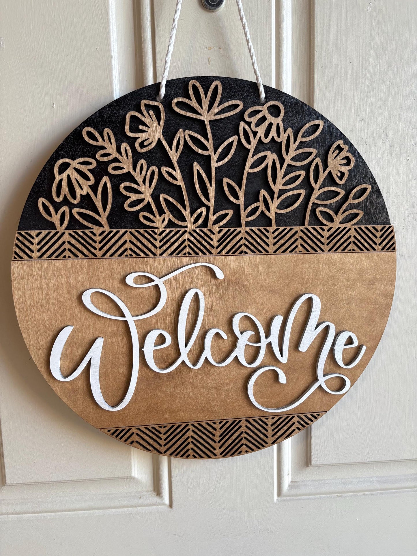 Floral Welcome Door Sign/ Welcome Sign/ Wooden Door Sign