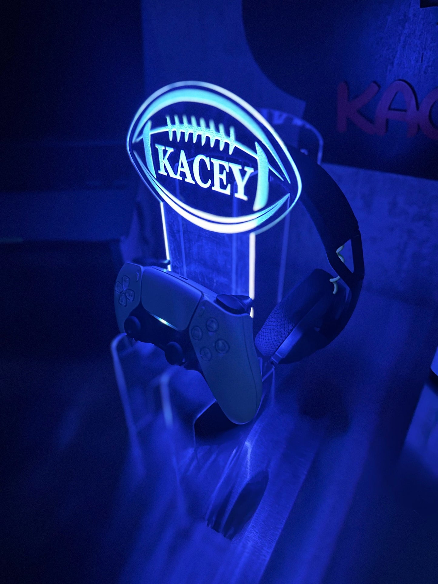 Personalized Game Controller Stand LED Light Engraved Gamer Headphones Stand Streamer Gift