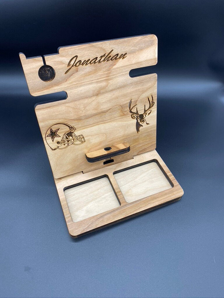 Docking Station Men gift, Tech gifts, Wood Valet, Phone organizer, for men gift, Desk Organizer