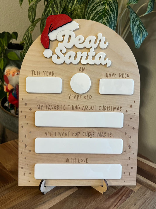 Dear Santa Sign/ Dear Santa Whiteboard Sign/ Dear Santa Dry Erase Board Sign/ Kids Christmas Sign