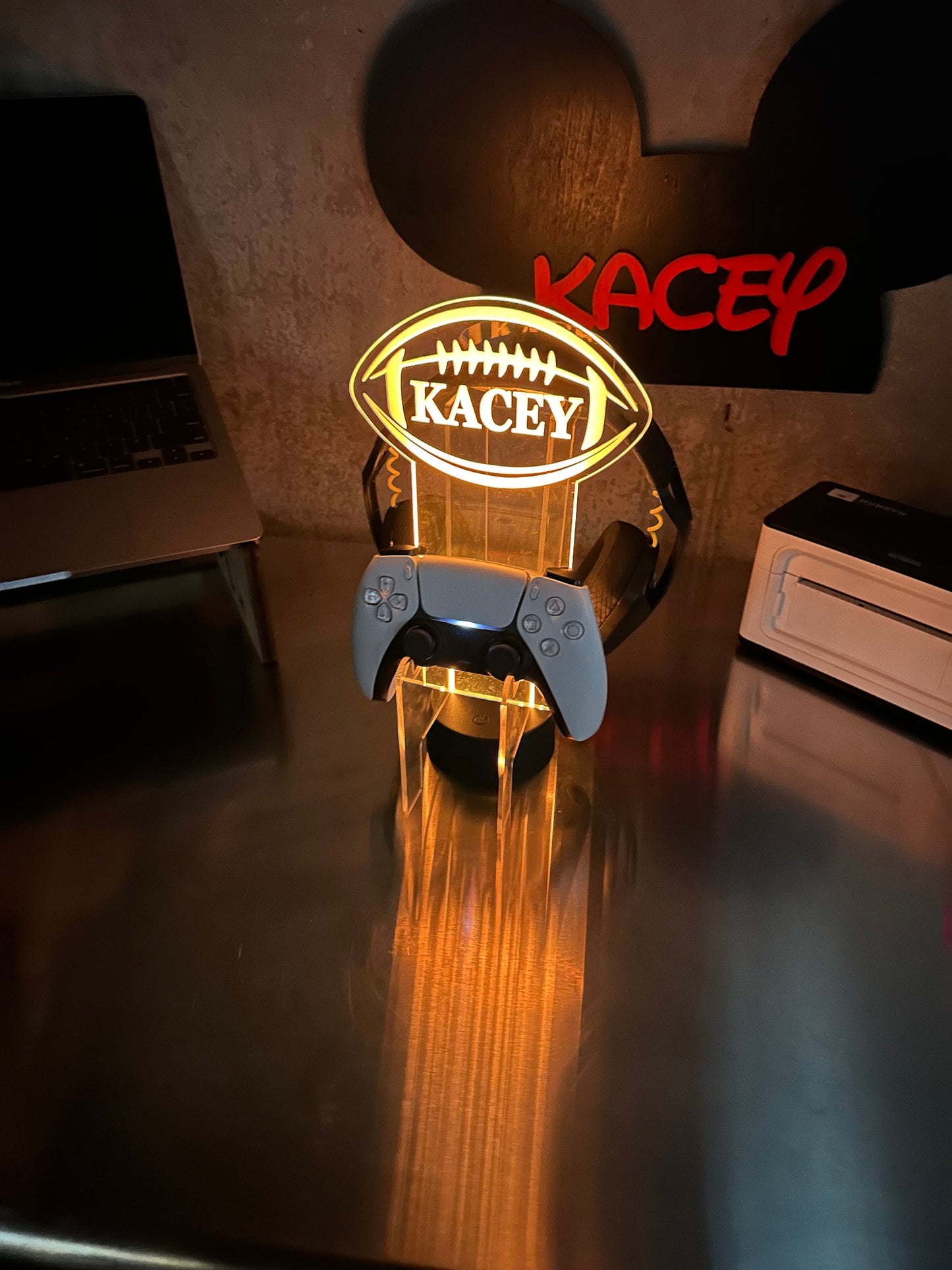 Personalized Game Controller Stand LED Light Engraved Gamer Headphones Stand Streamer Gift