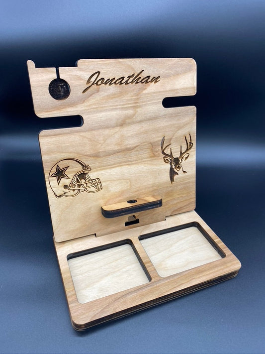 Docking Station Men gift, Tech gifts, Wood Valet, Phone organizer, for men gift, Desk Organizer