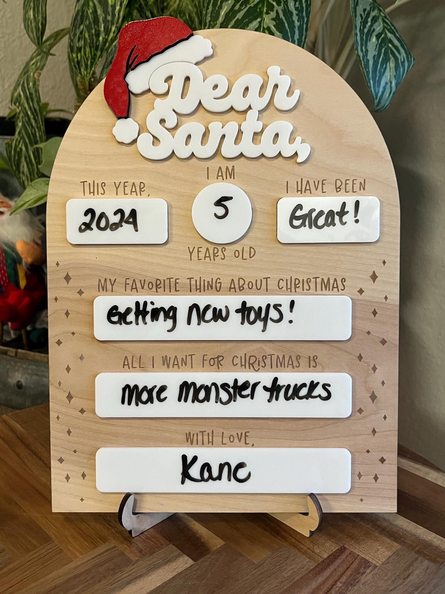 Dear Santa Sign/ Dear Santa Whiteboard Sign/ Dear Santa Dry Erase Board Sign/ Kids Christmas Sign