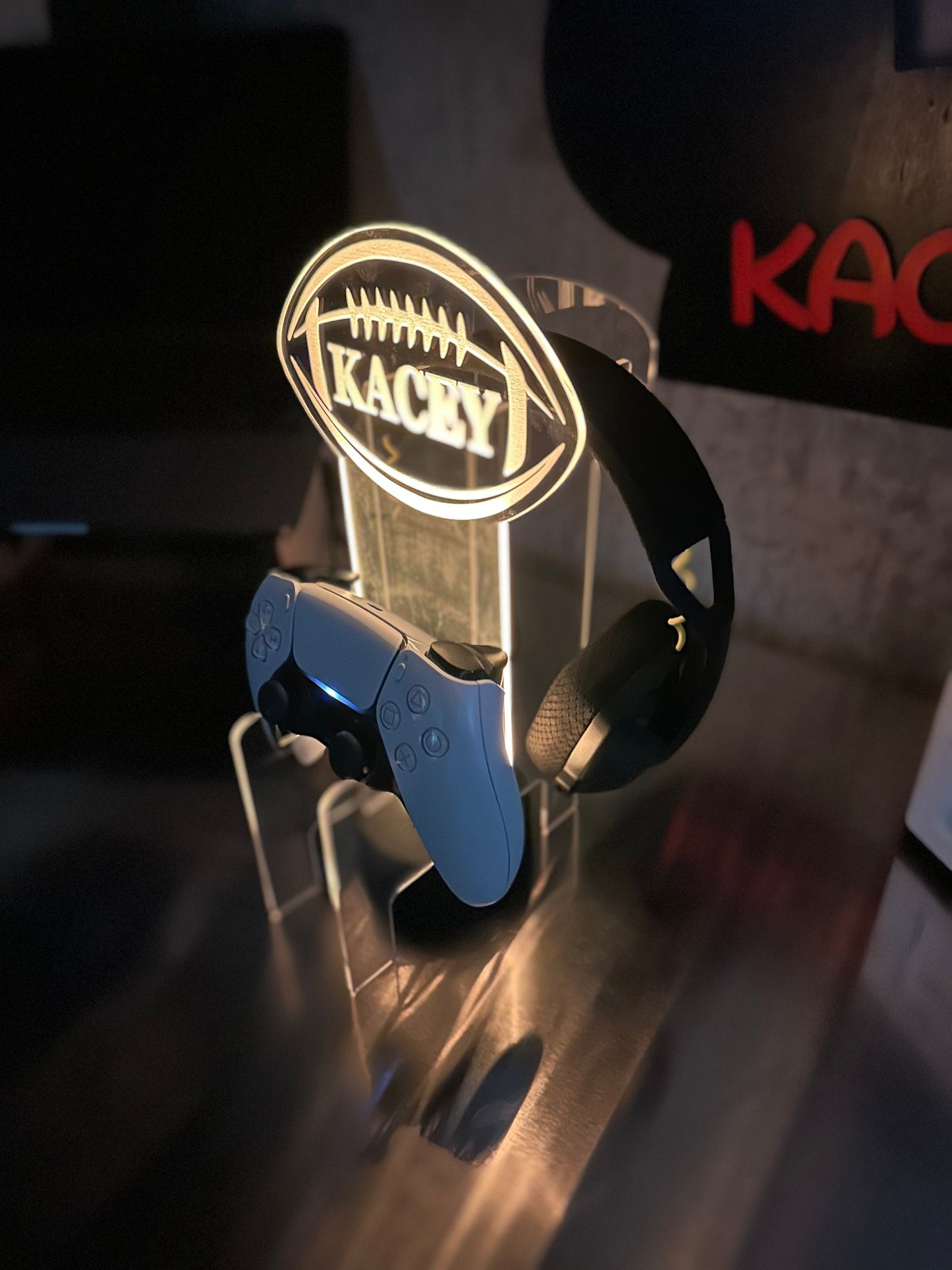 Personalized Game Controller Stand LED Light Engraved Gamer Headphones Stand Streamer Gift