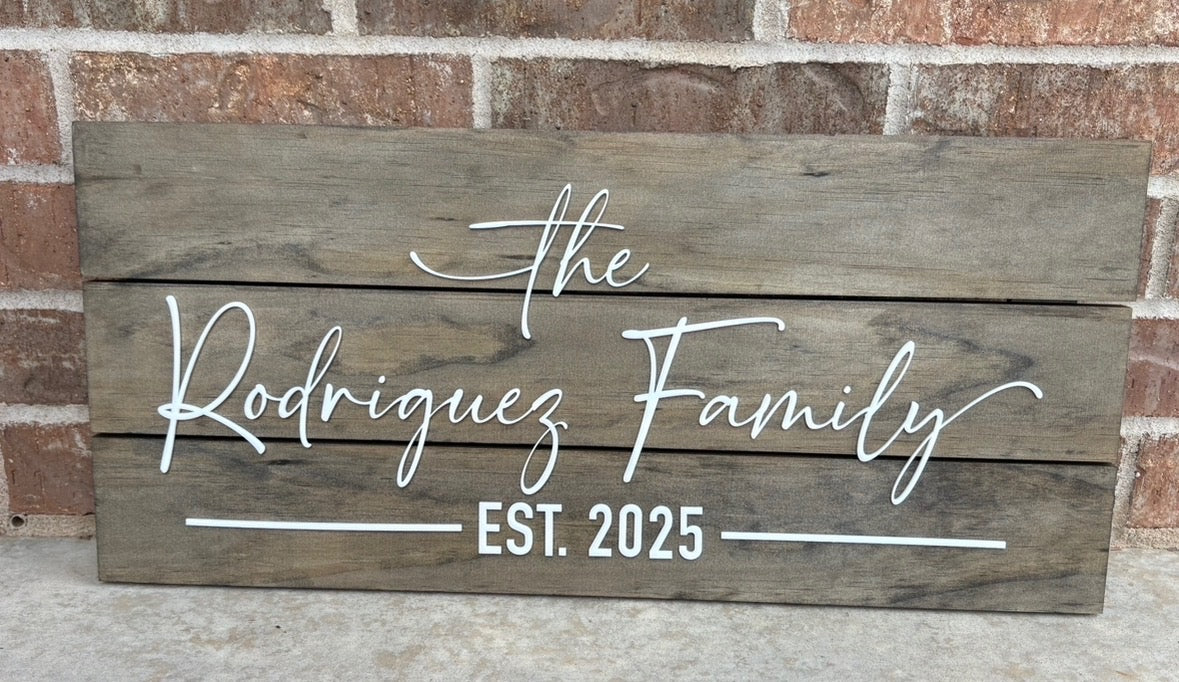Personalized Family Name Wood Sign, Established Date, Home Decor