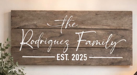 Personalized Family Name Wood Sign, Established Date, Home Decor