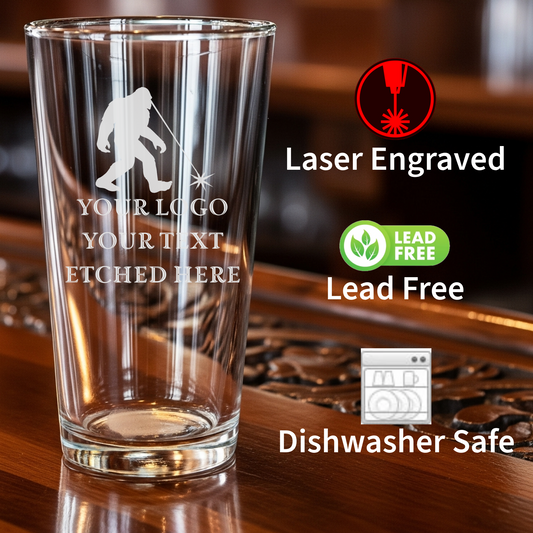 Personalized Pint Glass | Custom Laser Engraved Beer Glass | Monogrammed Gift for Him | Groomsmen Proposal | Promotional Business Logo Glass