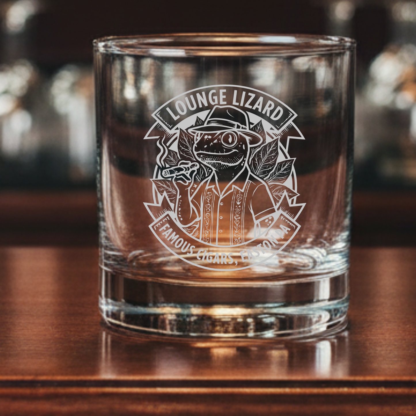 Laser Engraved Whiskey Glass - Lounge Lizard
