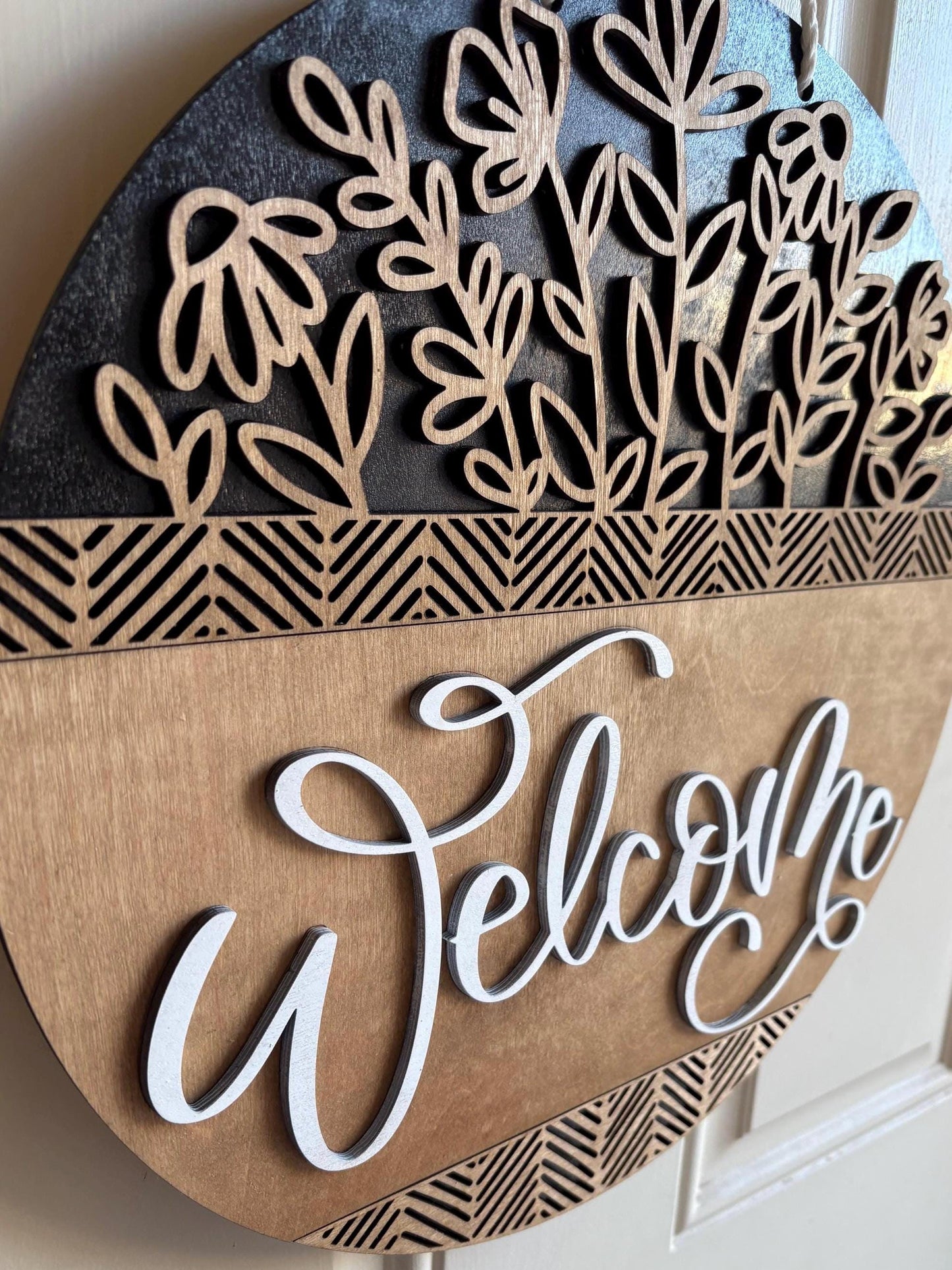 Floral Welcome Door Sign/ Welcome Sign/ Wooden Door Sign