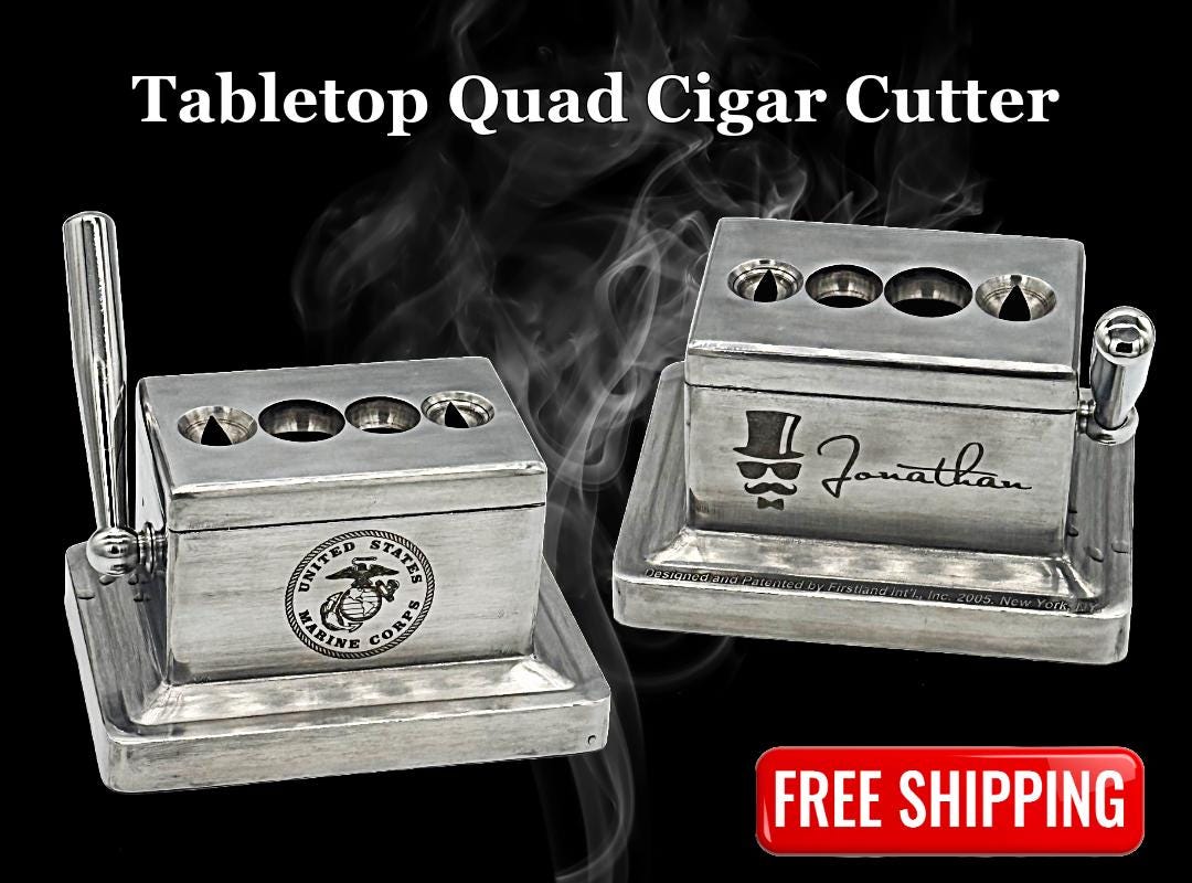 Tabletop Quad Cigar Cutter Stainless Steel Cigar Tool Cigar Lover Gift Dad Husband Boyfriend Groomsmen Wedding Man Cave Decor Poker Night