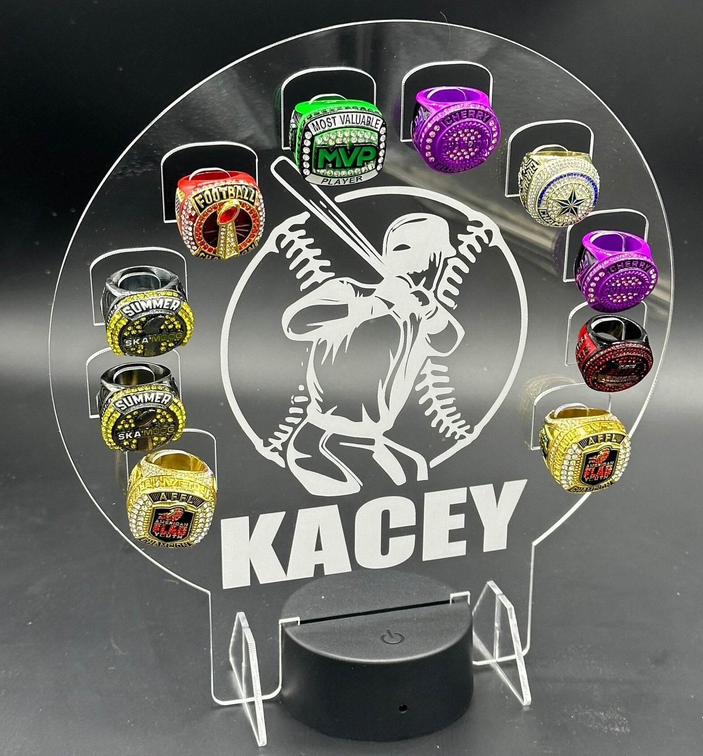 Custom Championship Ring Holder Light-Up Display