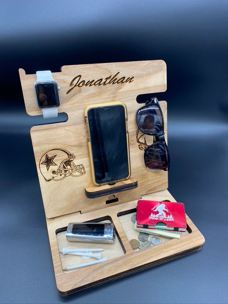 Docking Station Men gift, Tech gifts, Wood Valet, Phone organizer, for men gift, Desk Organizer