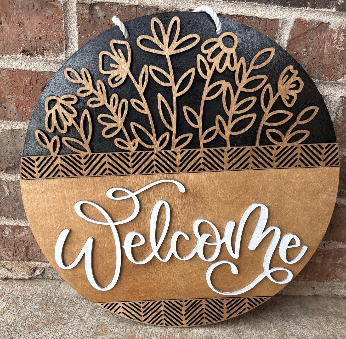 Floral Welcome Door Sign/ Welcome Sign/ Wooden Door Sign