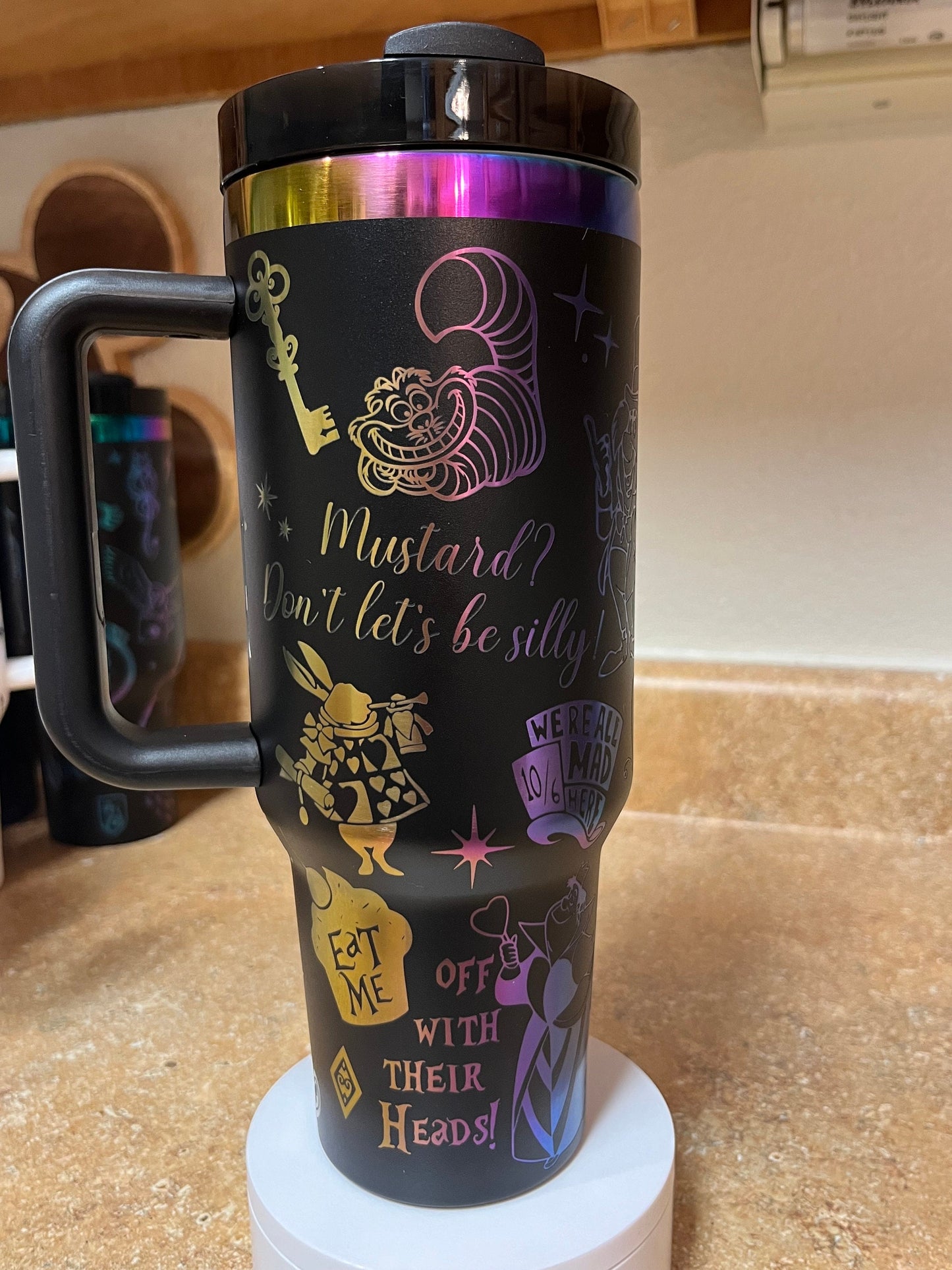 40oz Mad Tea Party Tumbler with Handle & Straw, Gift For Him, Gift For Her, Personalized Gifts, Bridesmaid Tumbler, 40 oz tumbler cup