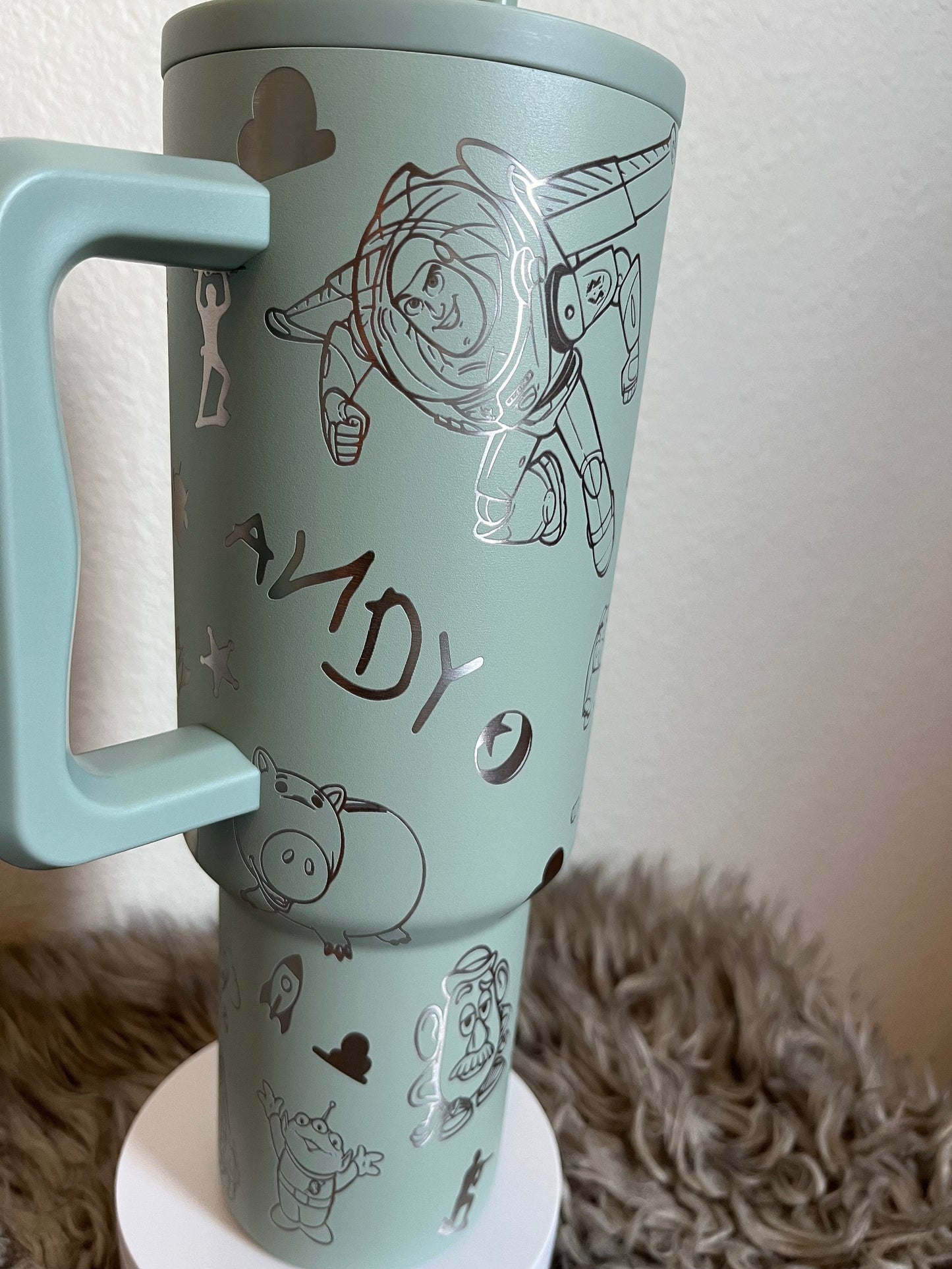 40oz Toy inspired Tumbler with Handle & Straw, Gift For Him, Gift For Her, Personalized Gifts, Bridesmaid Tumbler,40oz Tumbler