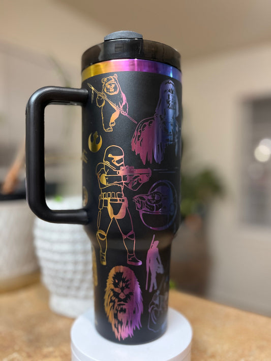 40oz Space Inspired Tumbler with Handle & Straw, Gift For Him, Gift For Her, Personalized Gifts, Bridesmaid Tumbler,40oz tumbler cup