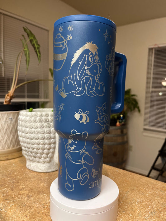 40oz Bear and Friends Tumbler with Handle & Straw, Gift For Him, Gift For Her, Personalized Gifts, Bridesmaid Tumbler, 40oz tumbler cup