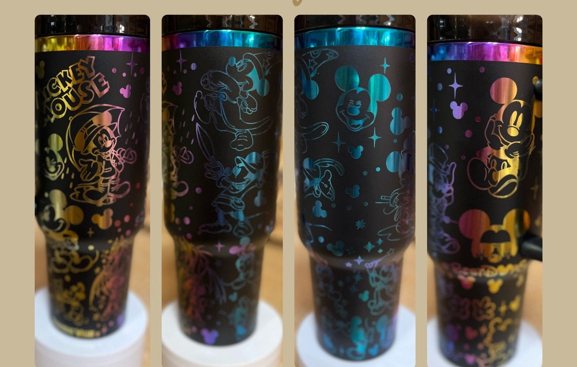 40oz Mouse Engraved Tumbler with Handle & Straw, Gift For Him, Gift For Her, Personalized Gifts, Bridesmaid Tumbler, 40 oz tumbler cup