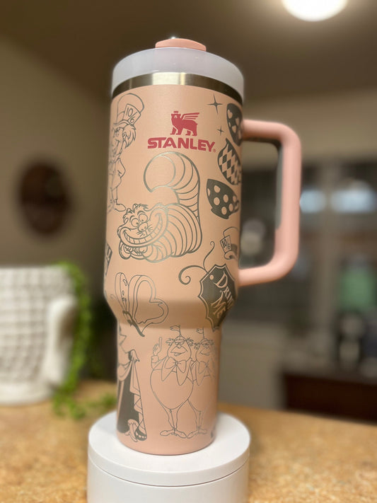 40oz Mad Tea Party Tumbler with Handle & Straw, Gift For Him, Gift For Her, Personalized Gifts, Bridesmaid Tumbler, 40 oz tumbler cup