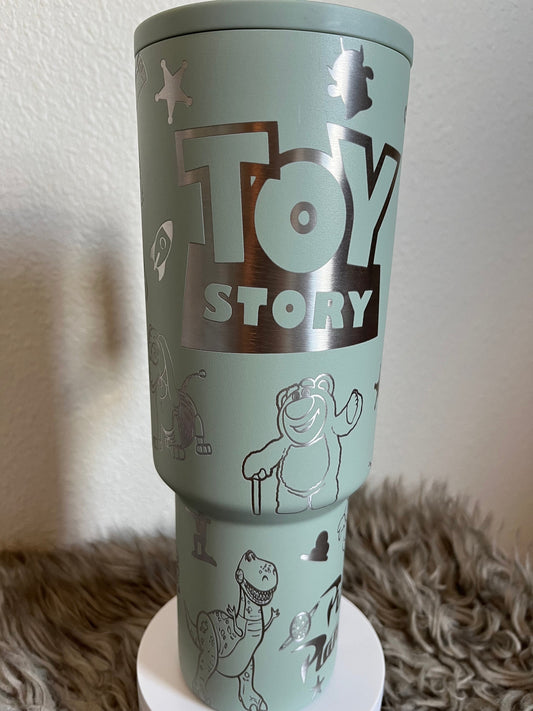 40oz Toy inspired Tumbler with Handle & Straw, Gift For Him, Gift For Her, Personalized Gifts, Bridesmaid Tumbler,40oz Tumbler