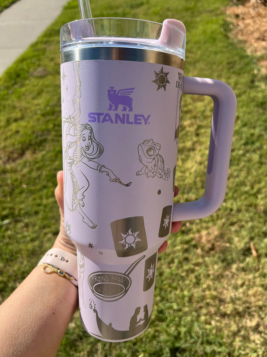 40oz Tangled inspired Tumbler with Handle & Straw, Gift For Him, Gift For Her, Personalized Gifts, Bridesmaid Tumbler, 40oz tumbler cup