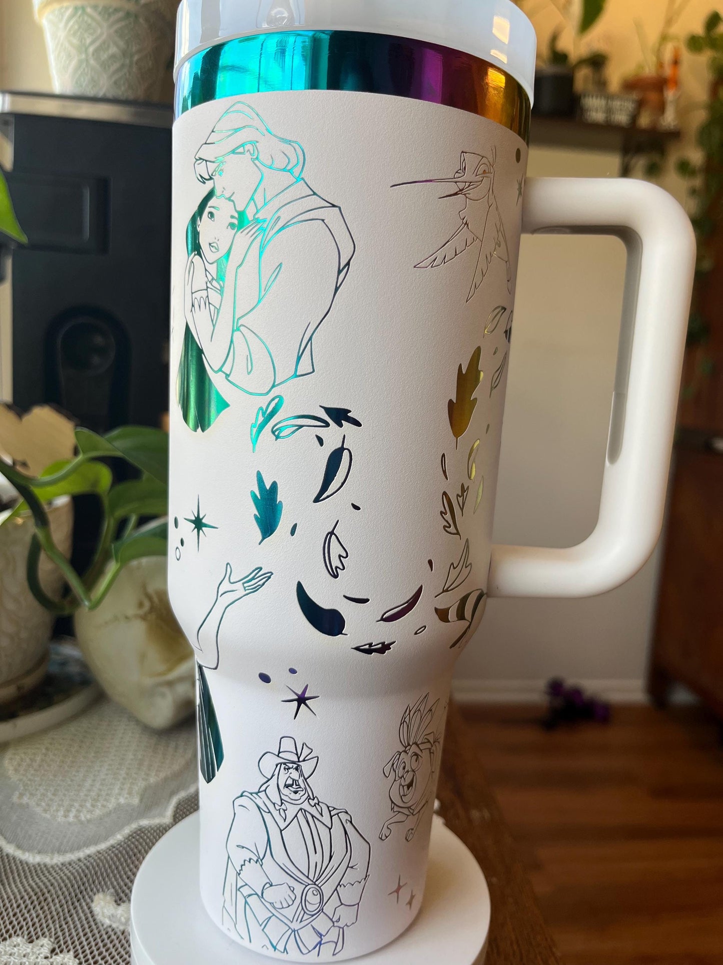 40oz Pocahontas Inspired Tumbler with Handle & Straw, Gift For Him, Gift For Her, Personalized Gifts, Bridesmaid Tumbler,40oz tumbler cup
