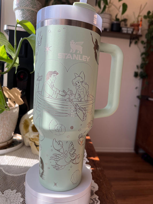 40oz Mermaid Tumbler with Handle & Straw, Gift For Him, Gift For Her, Personalized Gifts, Bridesmaid Tumbler,40oz Tumbler cup, Under The Sea