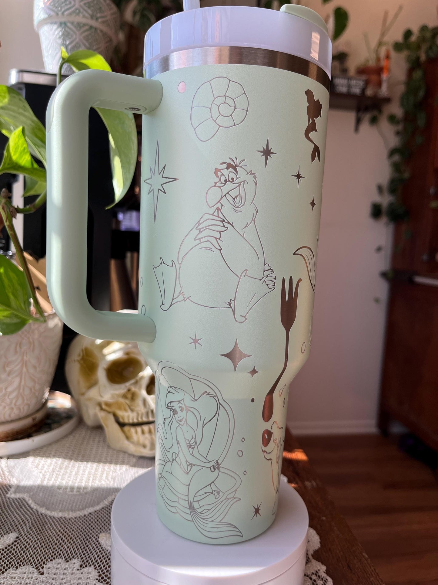 40oz Mermaid Tumbler with Handle & Straw, Gift For Him, Gift For Her, Personalized Gifts, Bridesmaid Tumbler,40oz Tumbler cup, Under The Sea