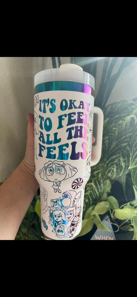 40oz In my Feelings Tumbler with Handle & Straw, Gift For Him, Gift For Her, Personalized Gifts, Bridesmaid Tumbler, 40 oz tumbler cup