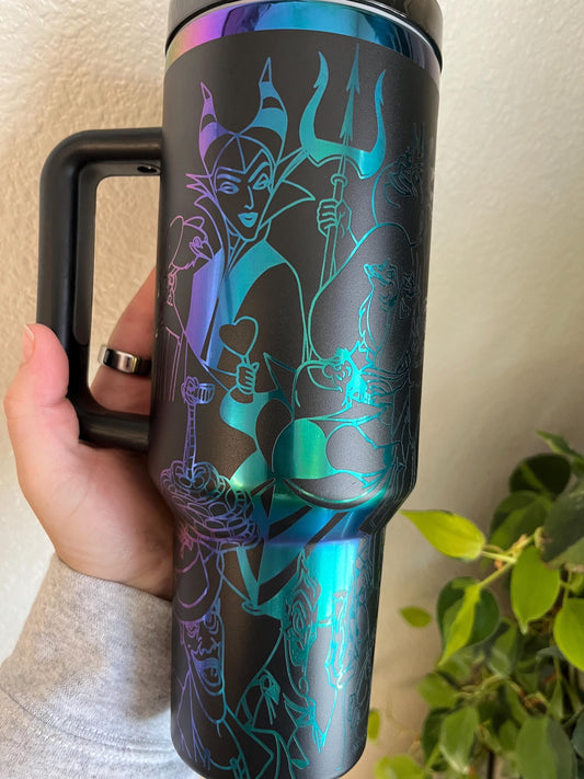 40oz Villain Engraved Tumbler with Handle & Straw, Gift For Her, Personalized Gifts, Bridesmaid Tumbler, 40 oz tumbler cup