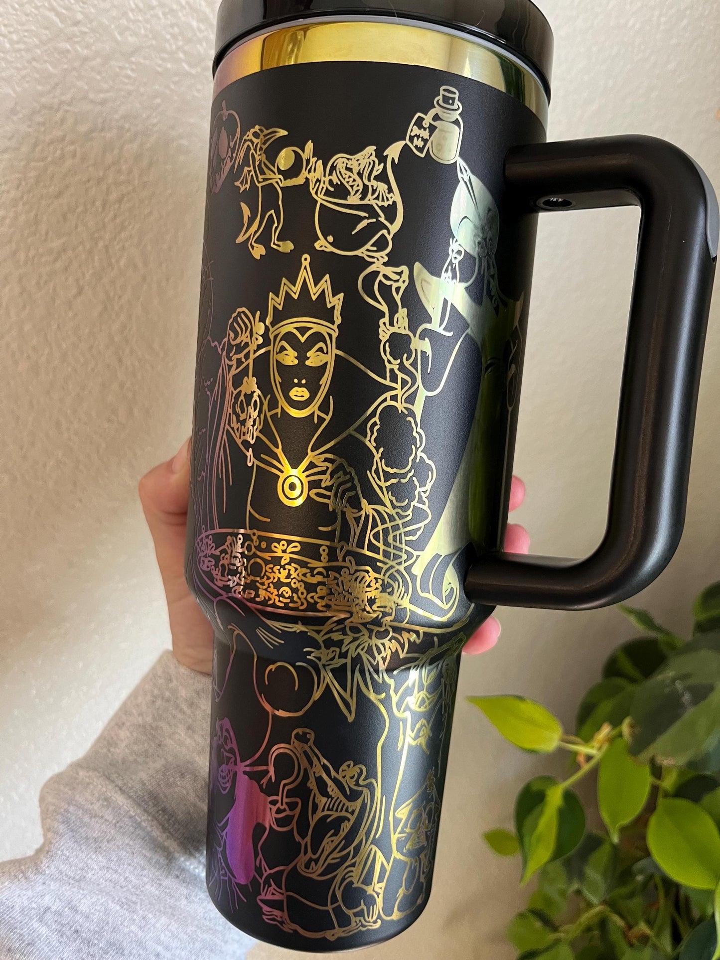 40oz Villain Engraved Tumbler with Handle & Straw, Gift For Her, Personalized Gifts, Bridesmaid Tumbler, 40 oz tumbler cup