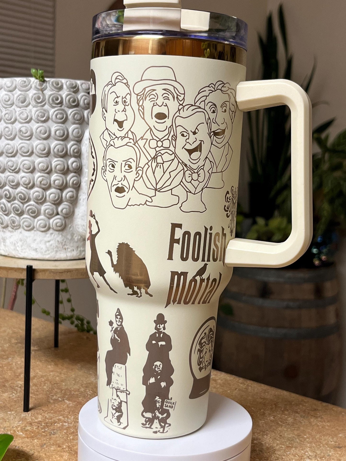 40oz Haunted Engraved Tumbler with Handle & Straw, Gift For Her, Personalized Gifts, Bridesmaid Tumbler, 40 oz tumbler cup