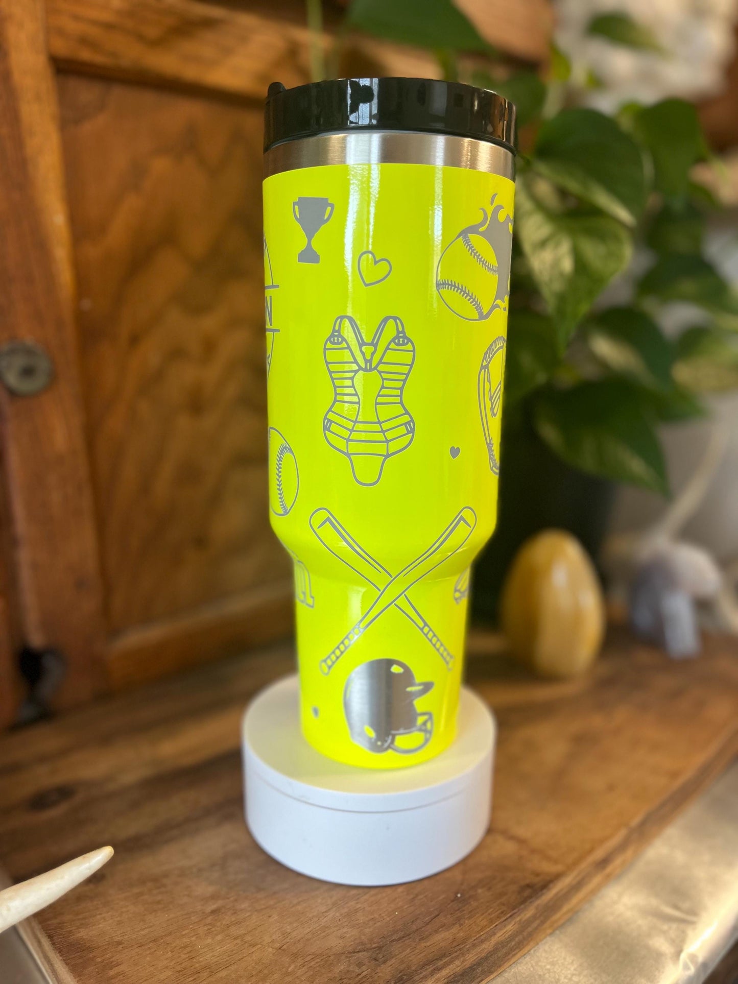 40oz Softball Engraved Tumbler with Handle & Straw, Baseball Tumbler, Gift For Her, Personalized Gifts, 40oz tumbler cup, Sports Tumbler